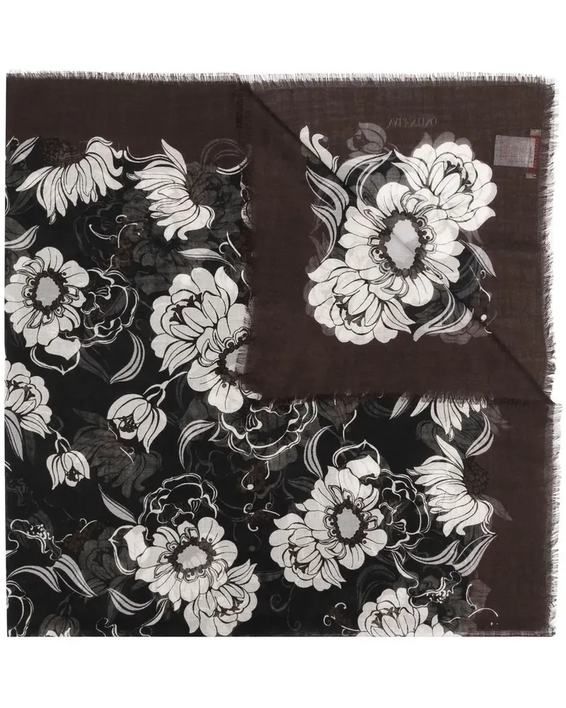 Valentino Garavani Schal mit Blumen-Print - Braun Braun