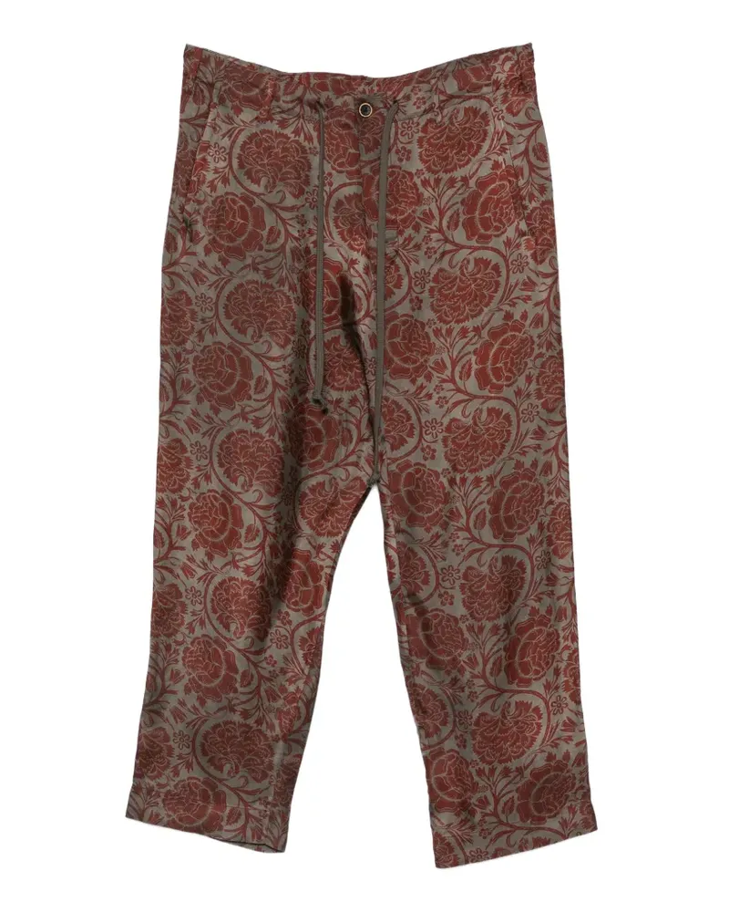 Uma Wang Perch floral-print drawstring trousers - Nude Nude