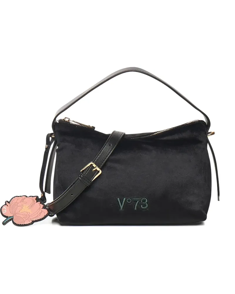 V°73 ISABELLA Schultertasche mit Blumendetail - Schwarz Schwarz