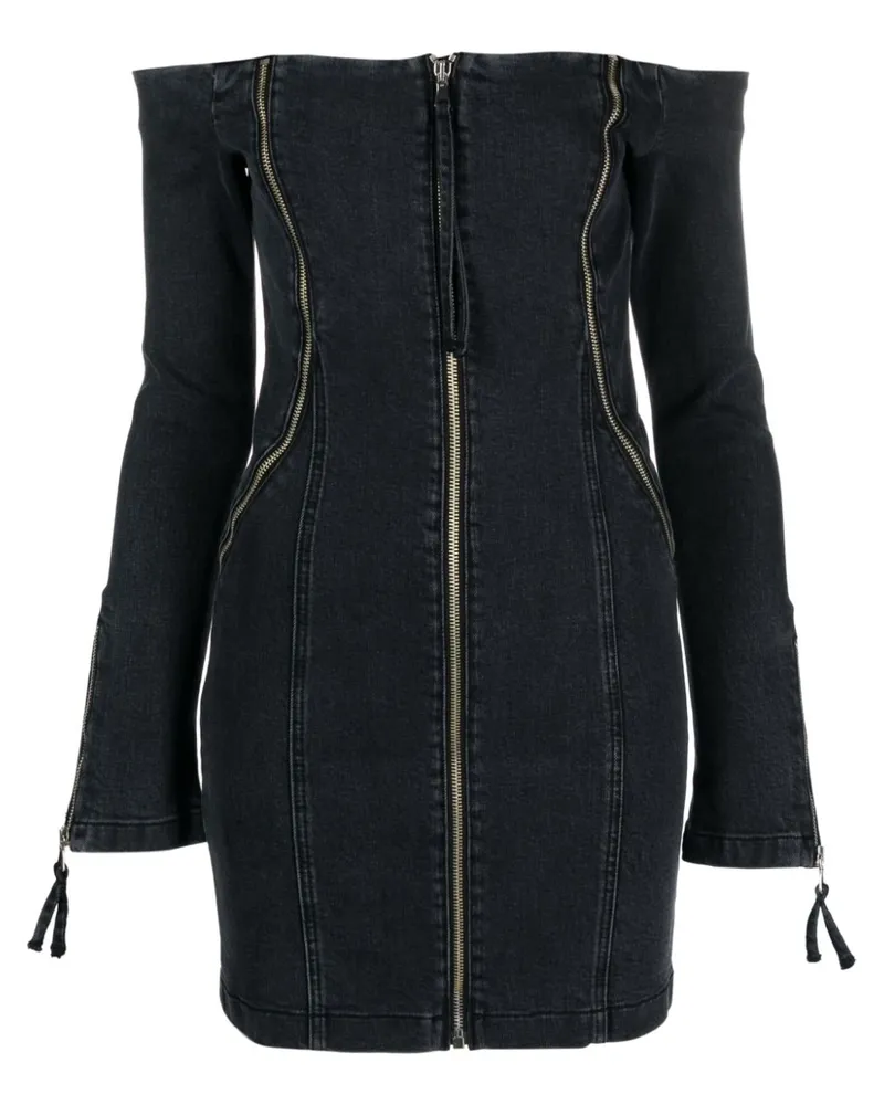 Blumarine Schulterfreies Midikleid - Schwarz Schwarz