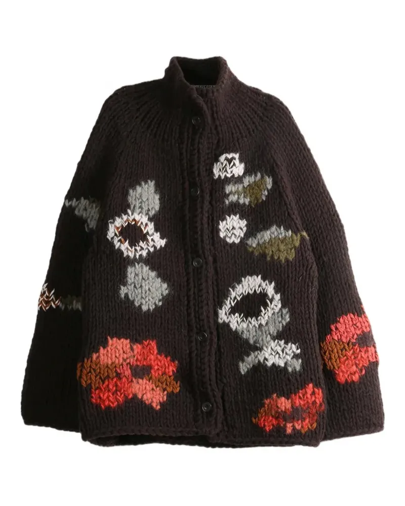 Casey Casey Flora floral-intarsia cardigan - Braun Braun