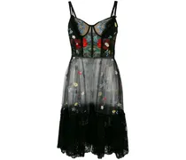 Kleid mit verzierten Netzeinsätzen - Schwarz