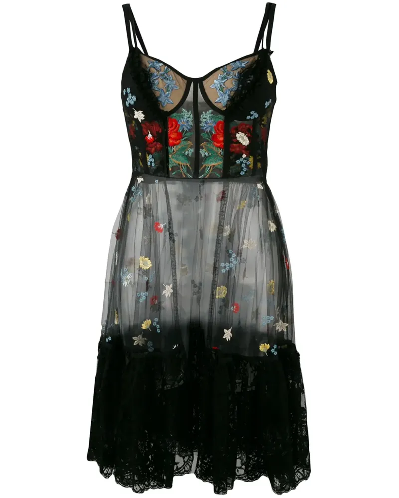 Alexander McQueen Kleid mit verzierten Netzeinsätzen - Schwarz Schwarz