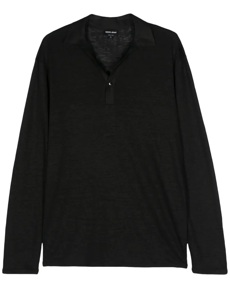 Giorgio Armani Poloshirt aus Leinen Schwarz