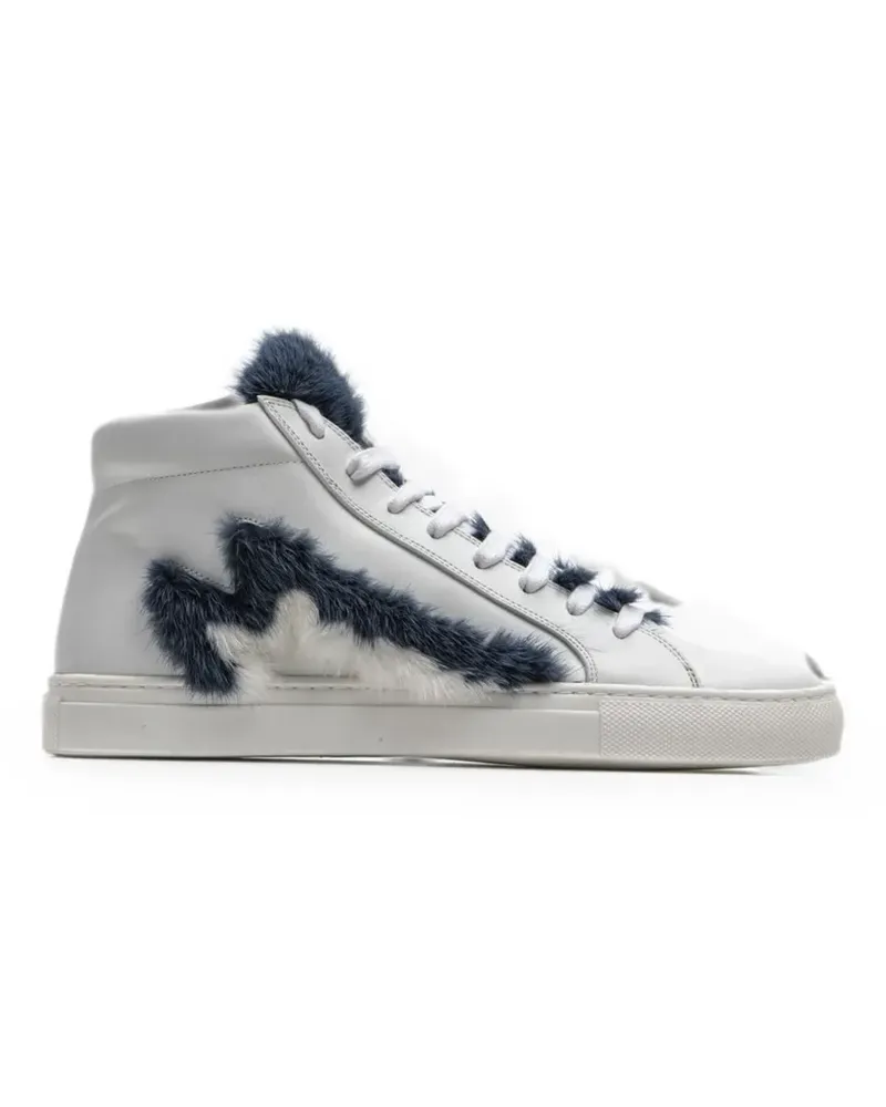 Mr & Mrs Italy High-Top-Sneakers mit Faux Fur - Weiß Weiß