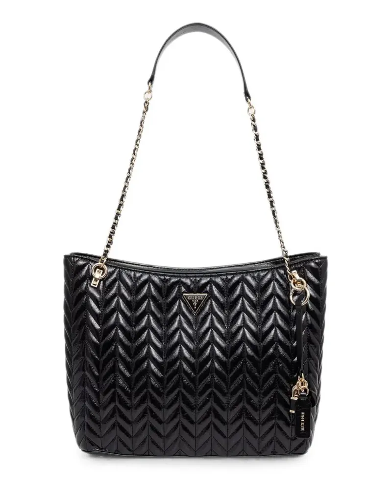 Guess Cheryl chevron-quilted chain-link tote bag - Schwarz Schwarz