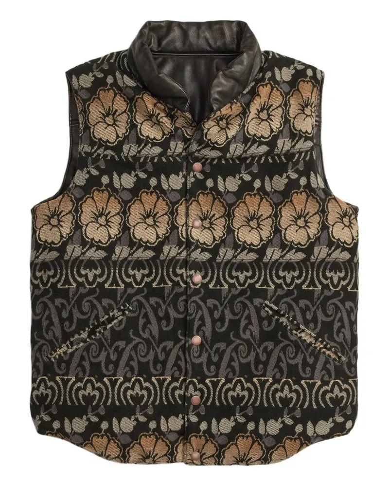 Ralph Lauren Lederweste aus Blumenjacquard - Schwarz Schwarz