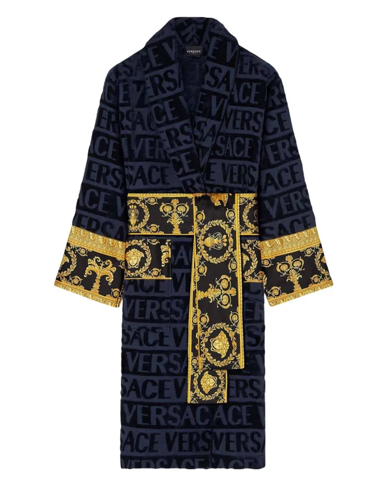 Versace I Love Baroque Bademantel aus Frottee Blau