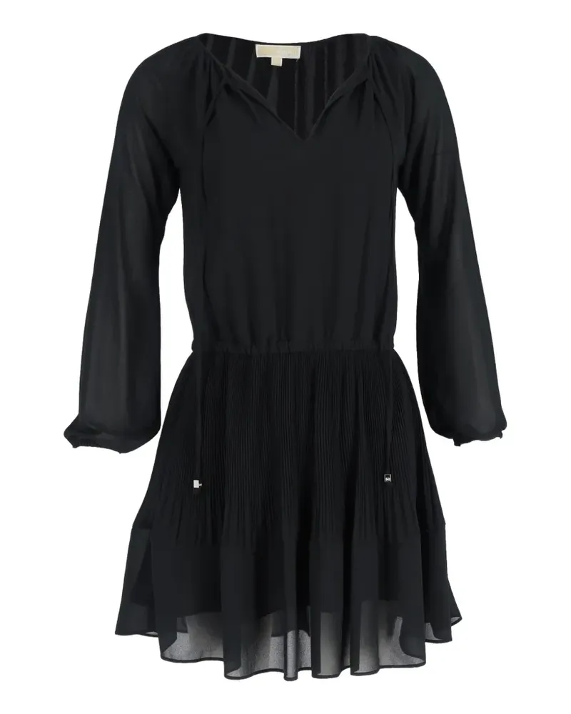 Michael Kors pleated long-sleeve mini dress - Schwarz Schwarz