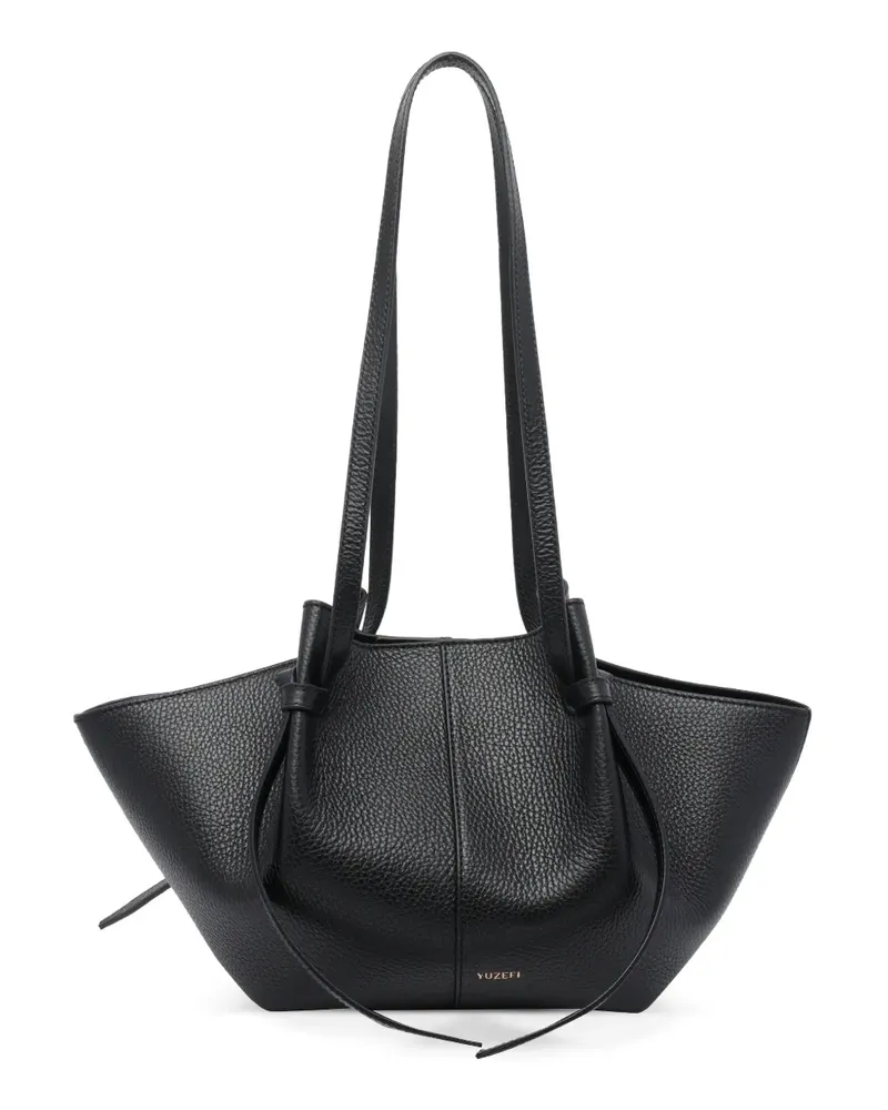 YUZEFI Mochi Schultertasche aus gekörntem Leder - Schwarz Schwarz