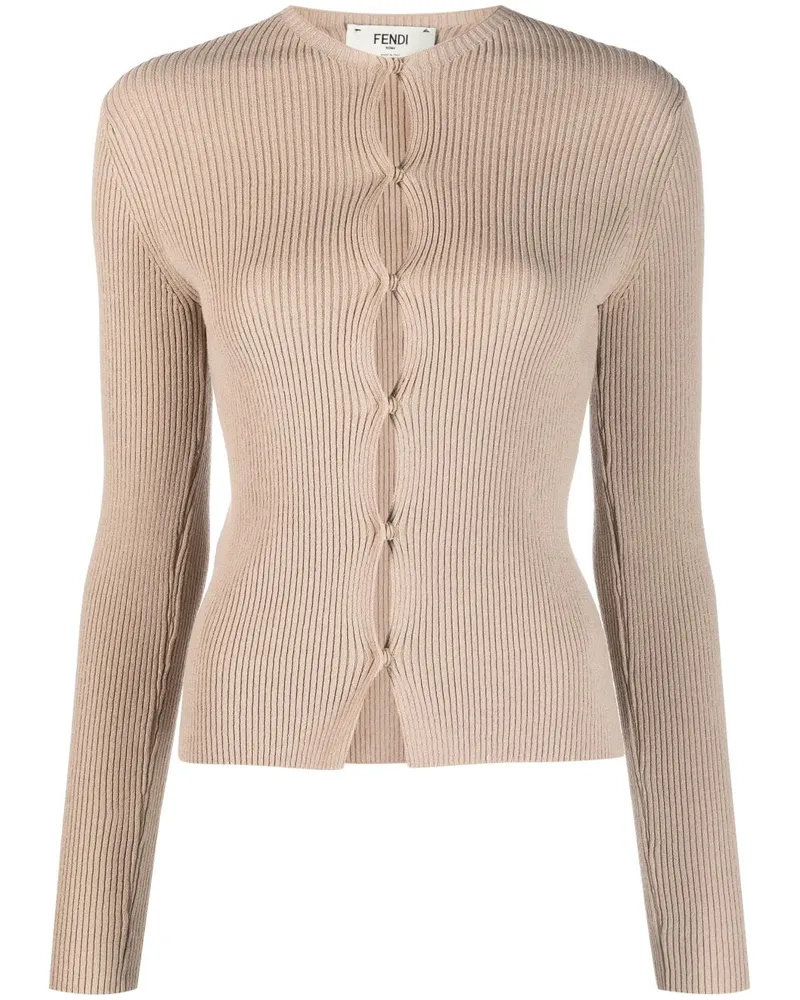 Fendi Gerippter Cardigan - Nude Nude