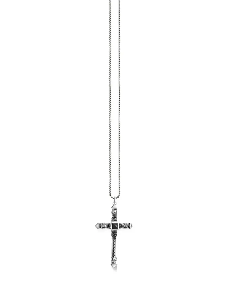 Thomas Sabo Halskette mit Kreuzanhänger und Totenkopfverzierung - Silber Silber