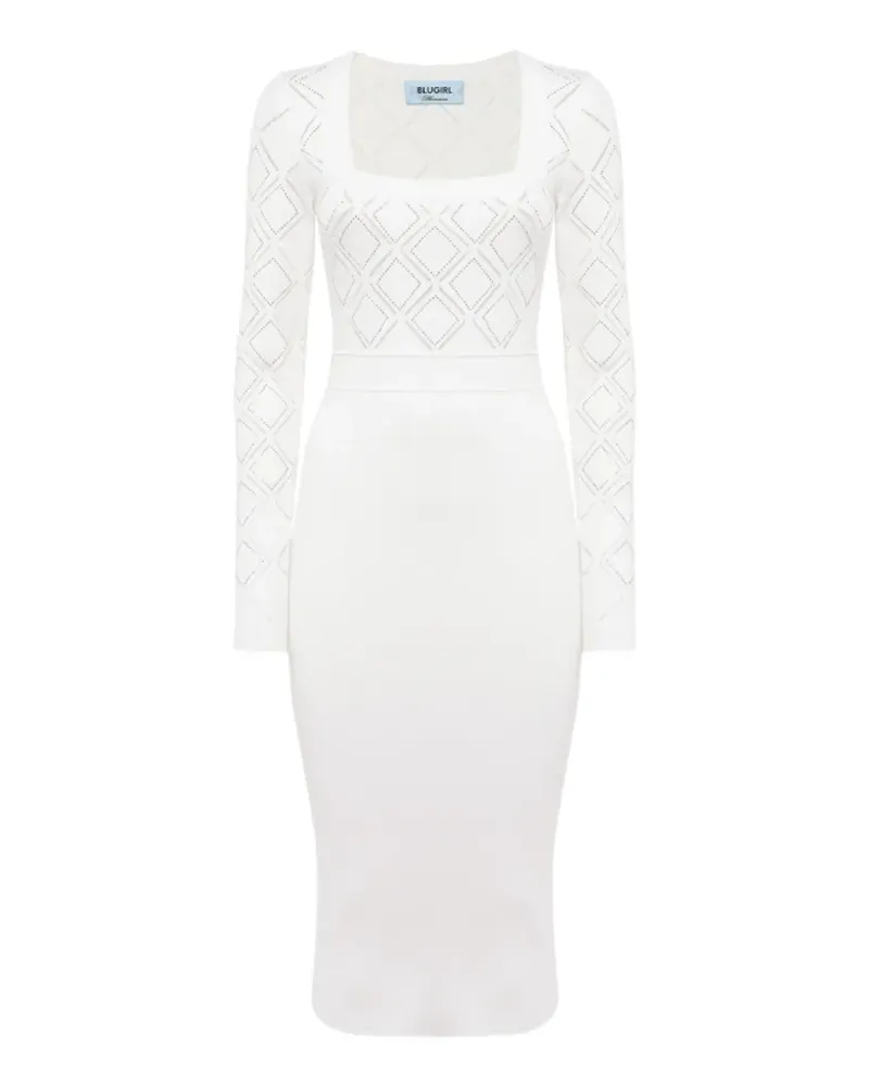 Blumarine diamond-weave square-neck dress - Weiß Weiß