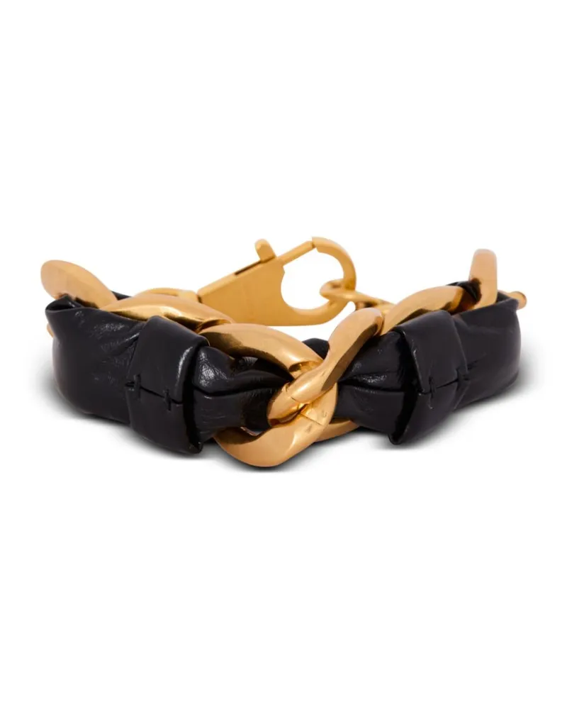 Balmain Kettenarmband mit Leder - Gold Gold
