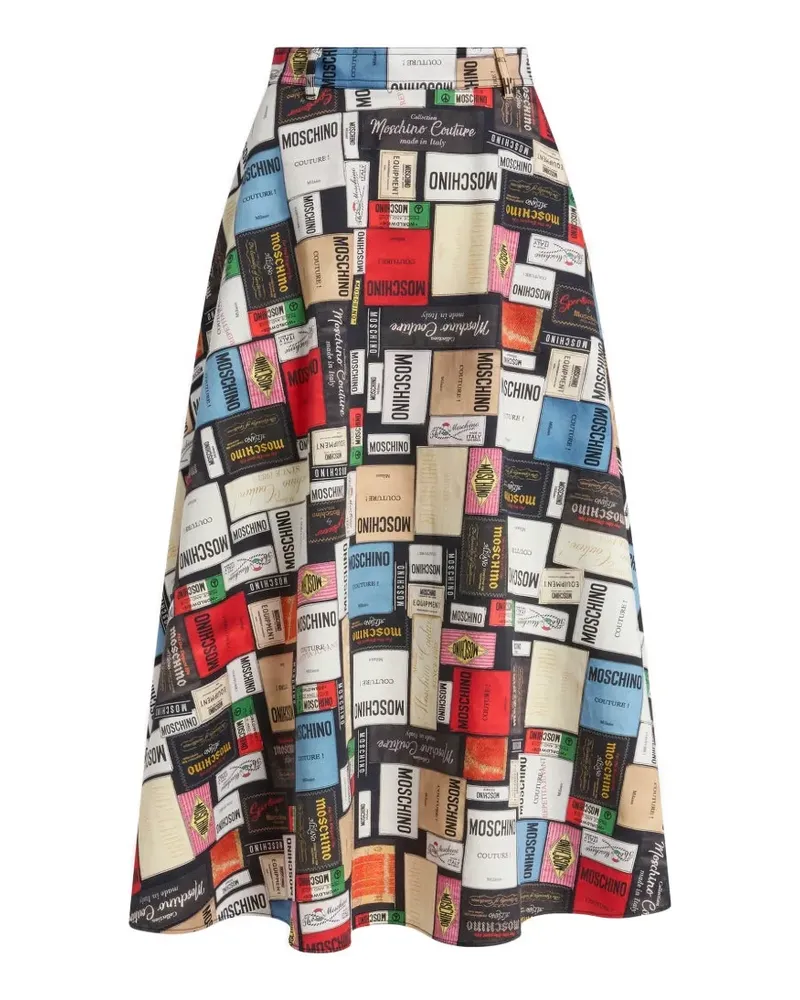 Moschino logo-print A-line midi skirt - Schwarz Schwarz