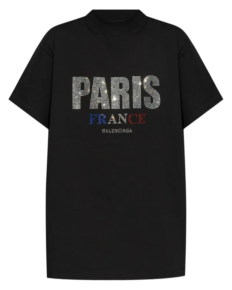Balenciaga T-Shirt mit Nieten-Logo - Schwarz Schwarz