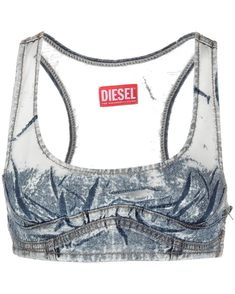 Diesel Top im Patchwork-Look - Blau Blau