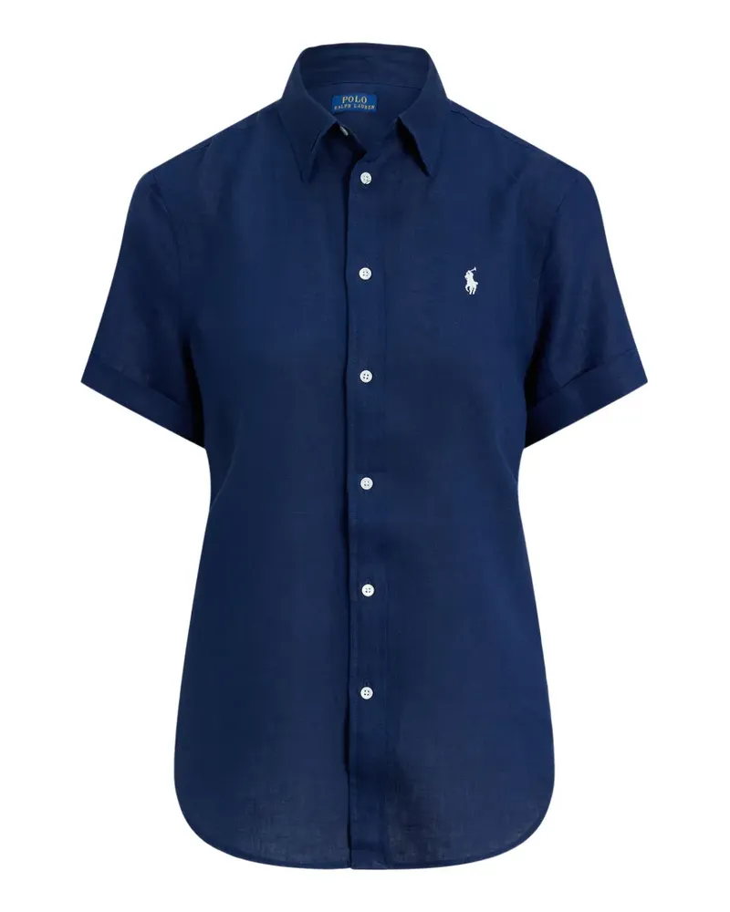 Ralph Lauren Kurzärmeliges Hemd mit Logo-Stickerei - Blau Blau