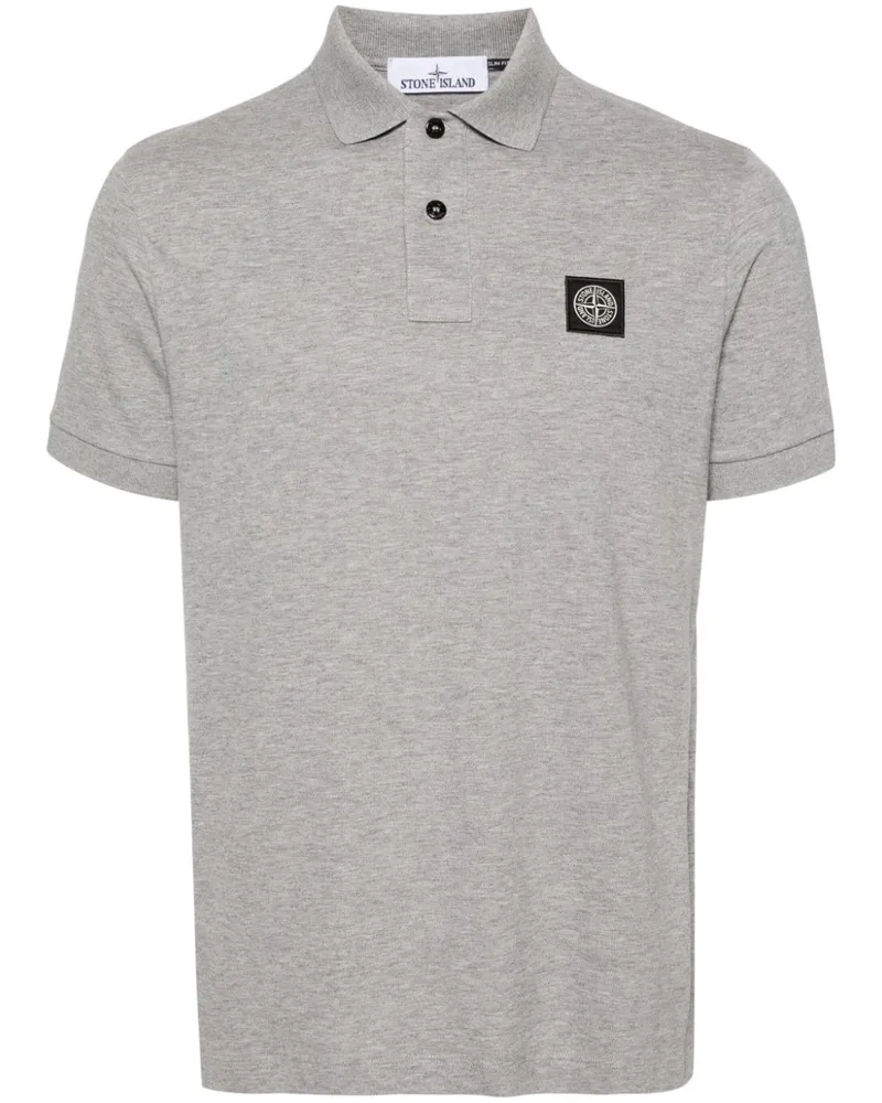 Stone Island Pikee-Poloshirt mit Kompass-Patch - Grau Grau