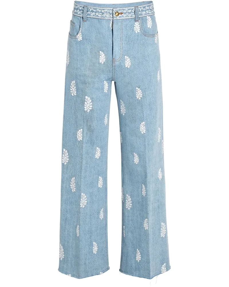 Giambattista Valli Jeans mit Blumenstickerei - Blau Blau
