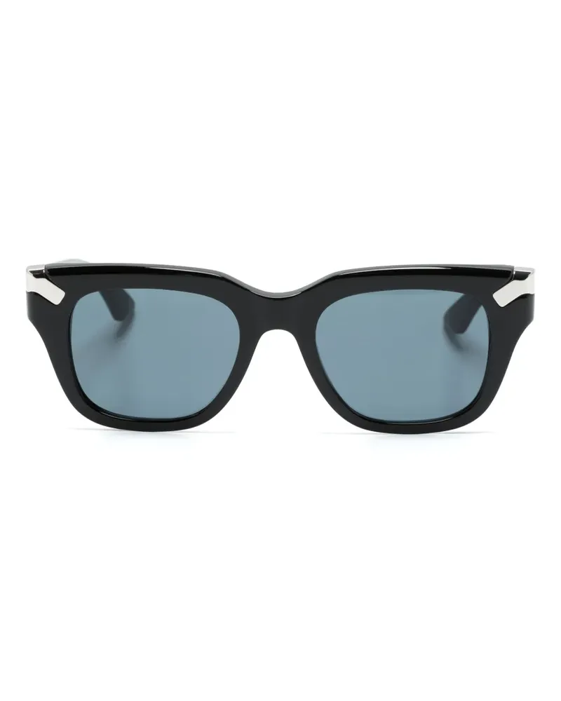 Alexander McQueen Eckige Sonnenbrille mit Logo-Gravur - Schwarz Schwarz