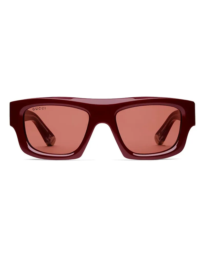 Gucci Sonnenbrille mit eckigem Gestell - Rot Rot