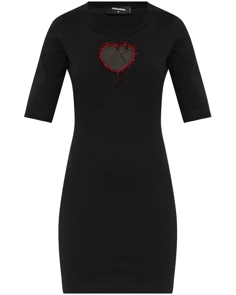 Dsquared2 Kleid mit Logo-Verzierung - Schwarz Schwarz