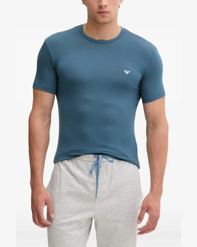 Emporio Armani Loungewear-T-Shirts im Soft-Touch-Look - Blau Blau