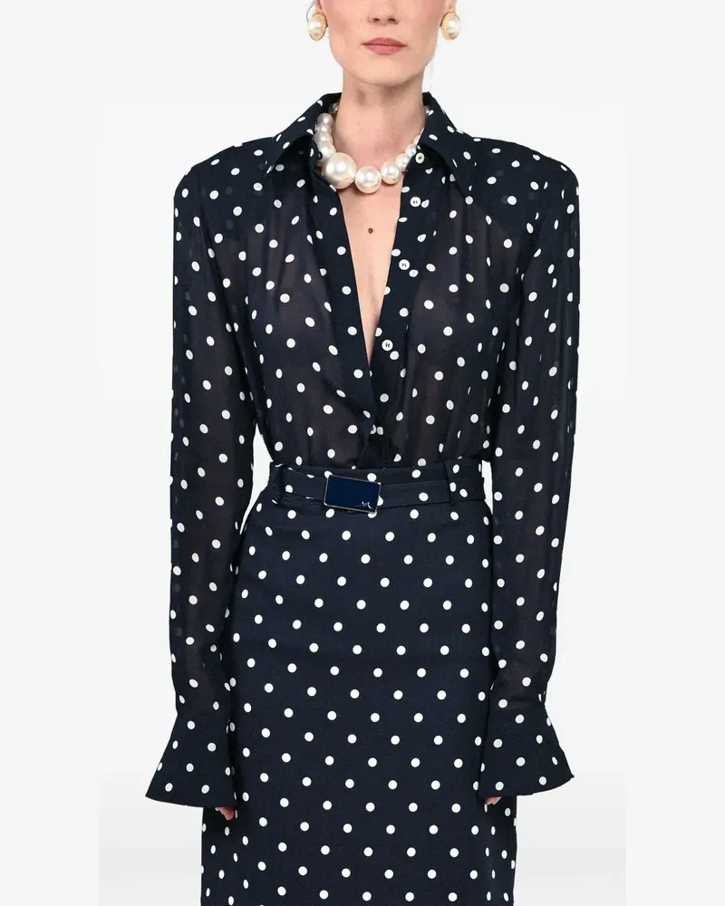 Rowen Rose polka-dot cropped shirt - Blau Blau