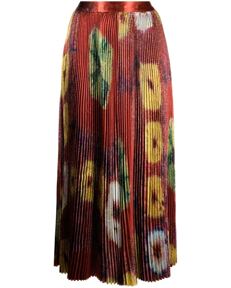Ulla Johnson Rami Faltenrock mit hohem Bund - Rot Rot