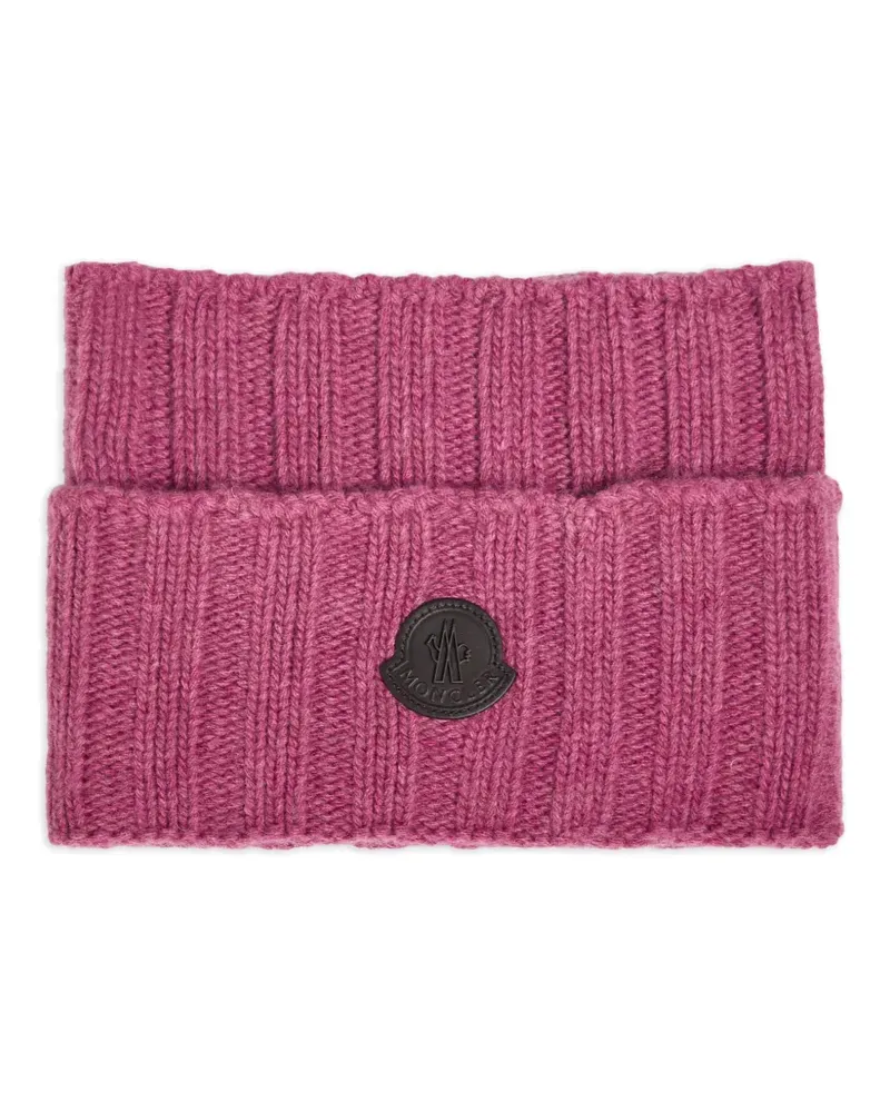 Moncler ribbed logo patch beanie hat - Rosa Rosa