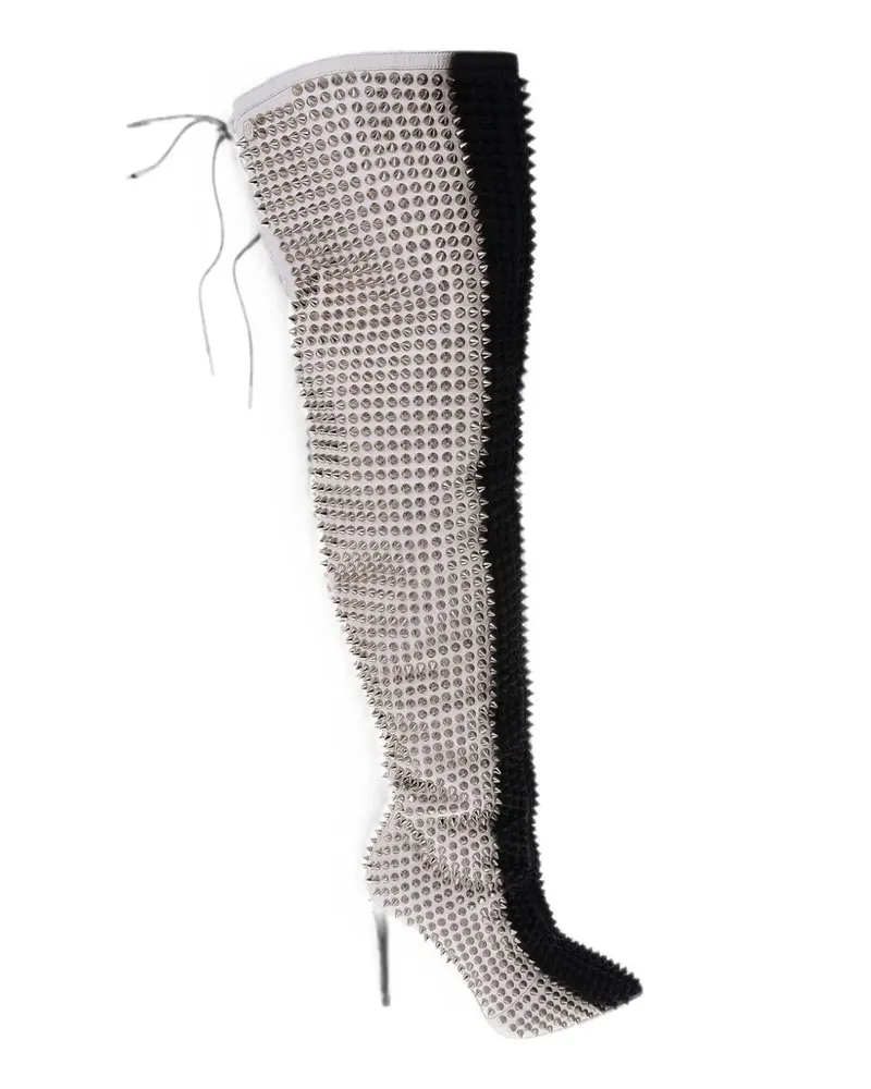 Philipp Plein studded lace-up over-the-knee boots - Weiß Weiß