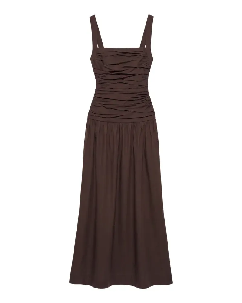 Reformation Gerafftes Nesta Midikleid - Braun Braun