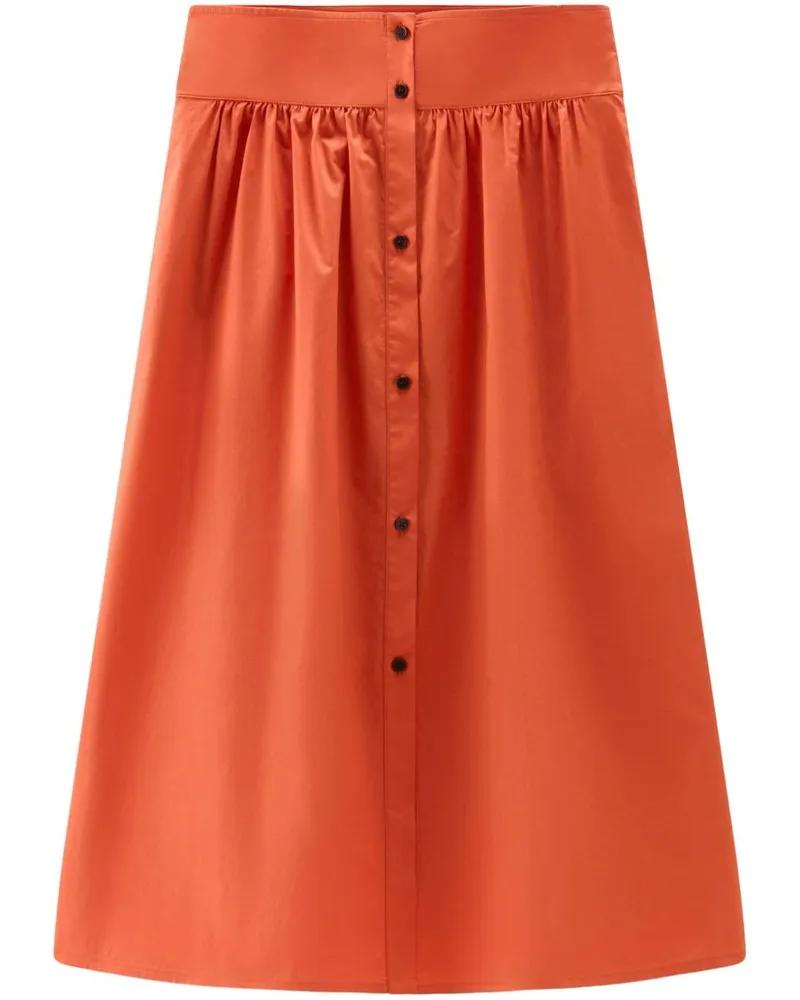 Woolrich Popeline-Midirock in A-Linie - Orange Orange
