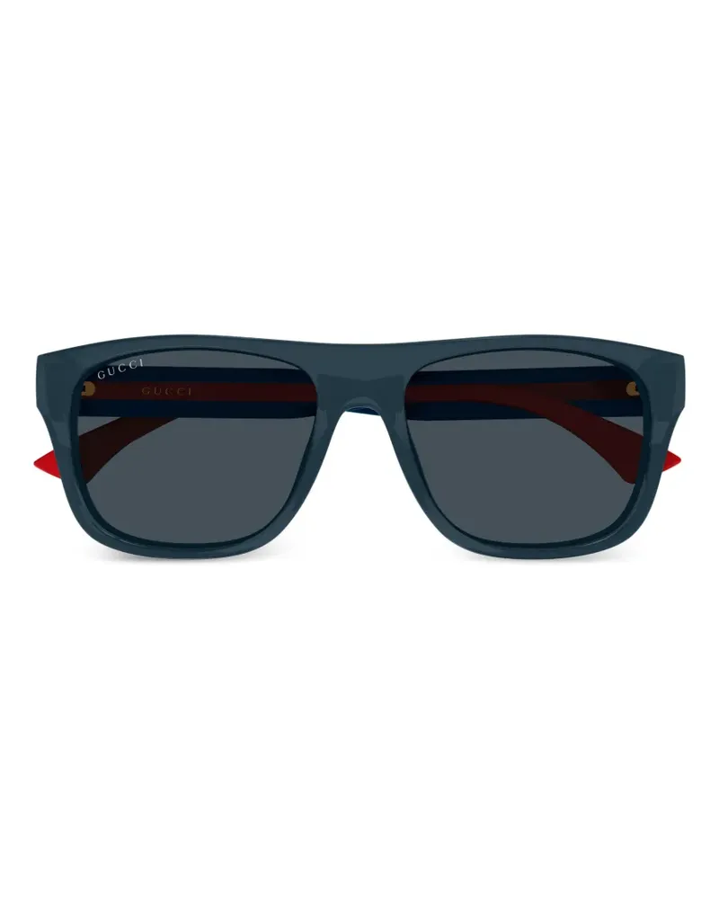 Gucci Eckige Sonnenbrille mit Streifen - Blau Blau