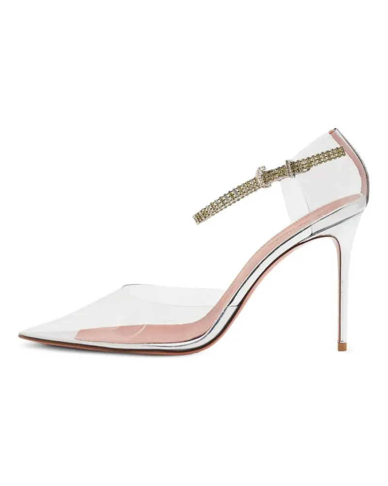 Amina Muaddi Ursina Pumps mit Kristallen - Weiß Weiß