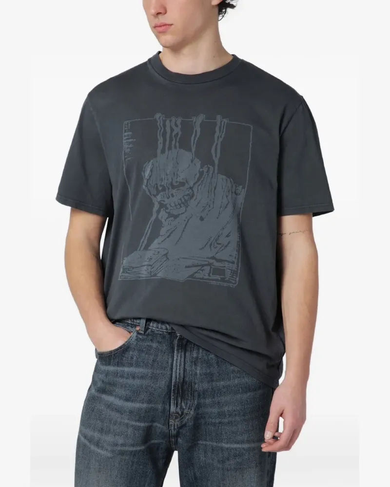 Our Legacy Angry Fan Mail T-Shirt mit grafischem Print - Grau Grau