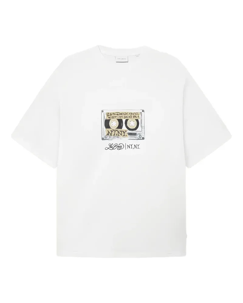 LES DEUX T-Shirt mit Kassetten-Print - Weiß Weiß