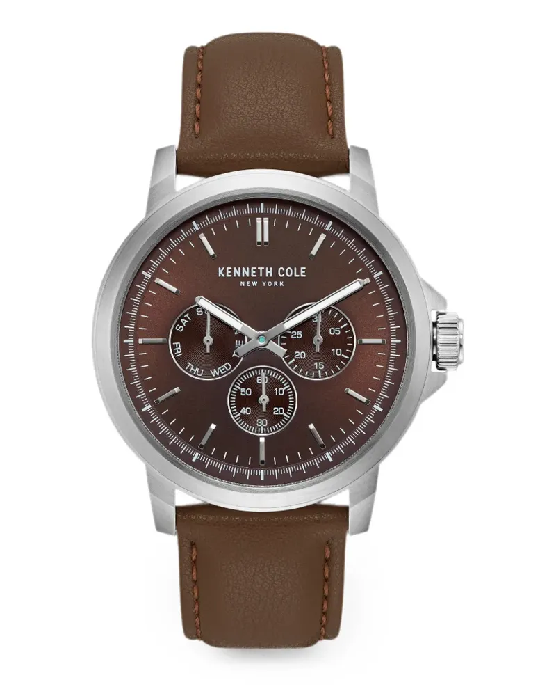 Kenneth Cole Armbanduhr mit Lederriemen 43.5mm - Braun Braun