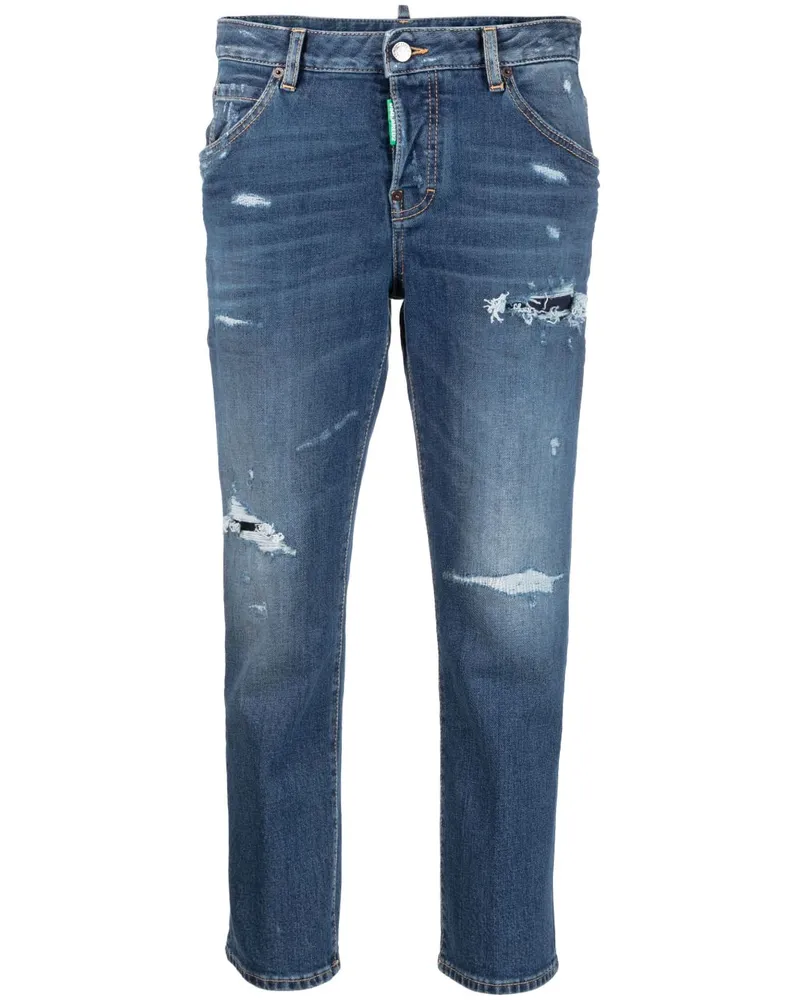 Dsquared2 Schmale Distressed-Jeans - Blau Blau