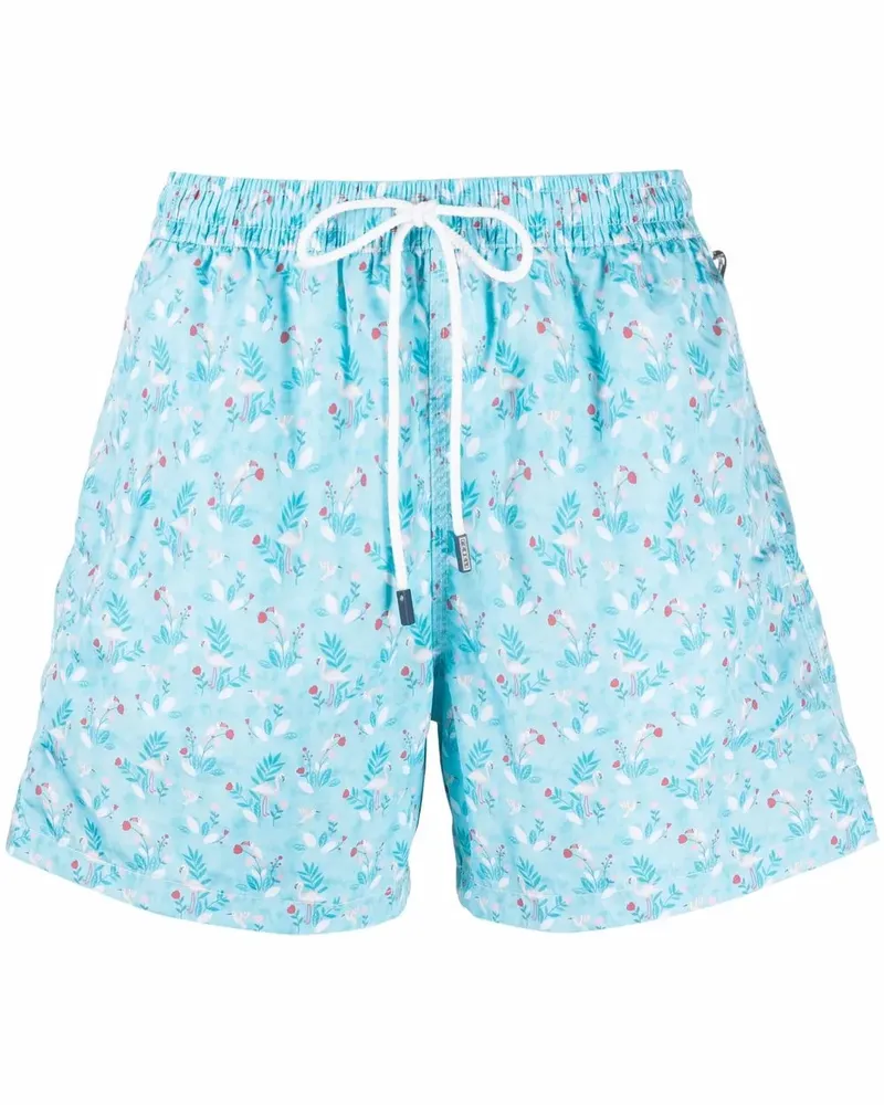 Fedeli Badeshorts mit Flamingo-Print - Blau Blau