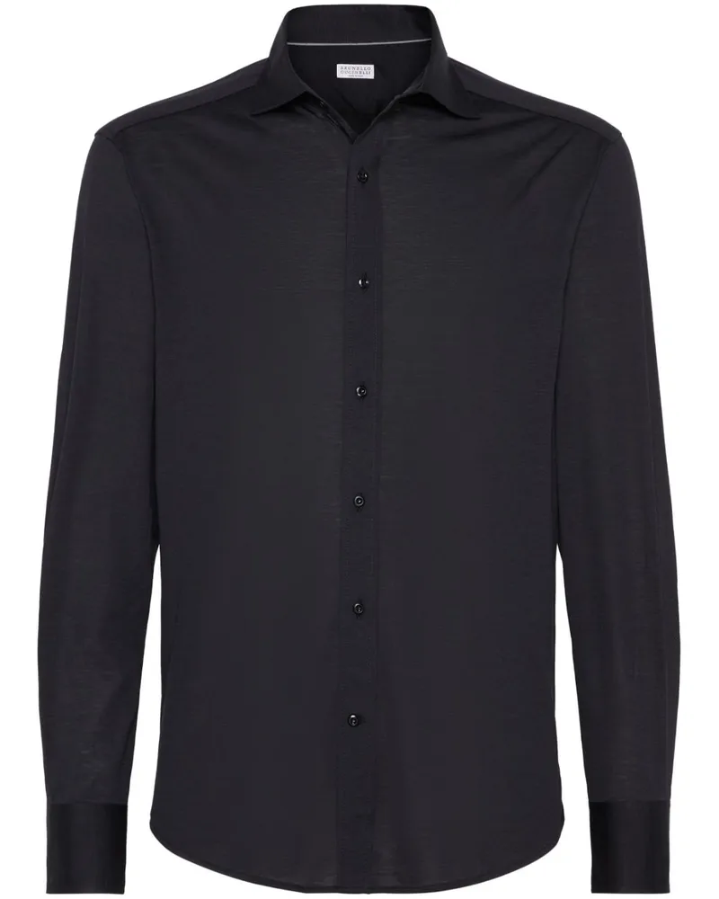 Brunello Cucinelli Jerseyhemd aus Seiden-Baumwollgemisch - Schwarz Schwarz