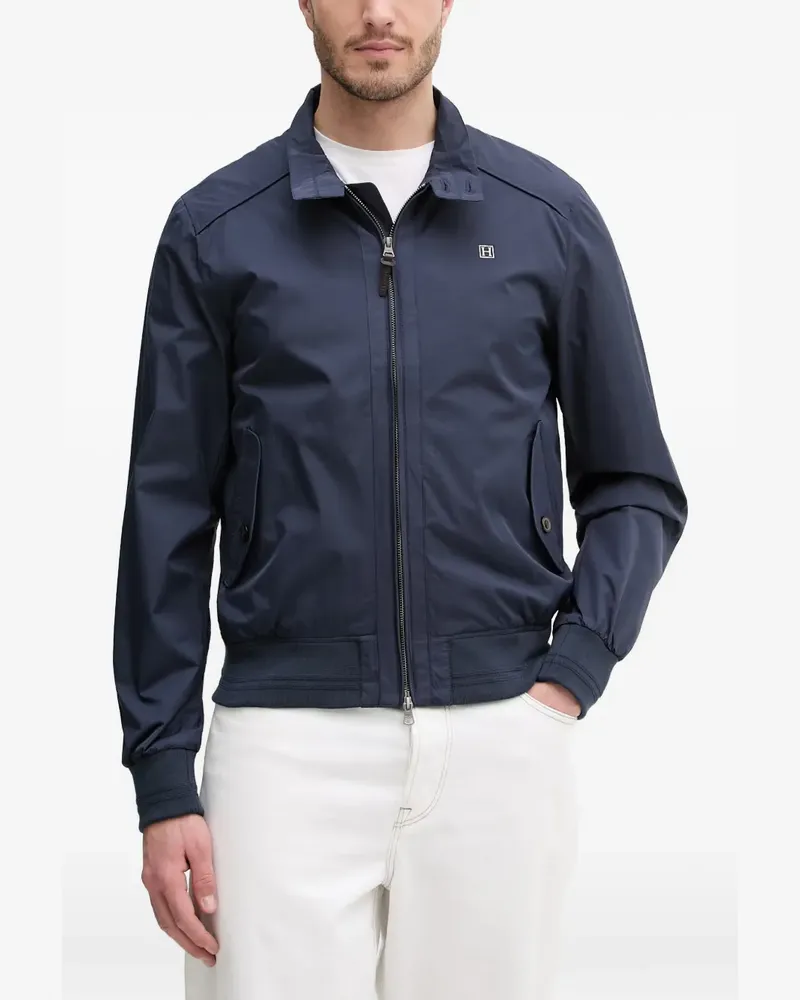 Hackett logo-embroidered zip-up jacket - Blau Blau