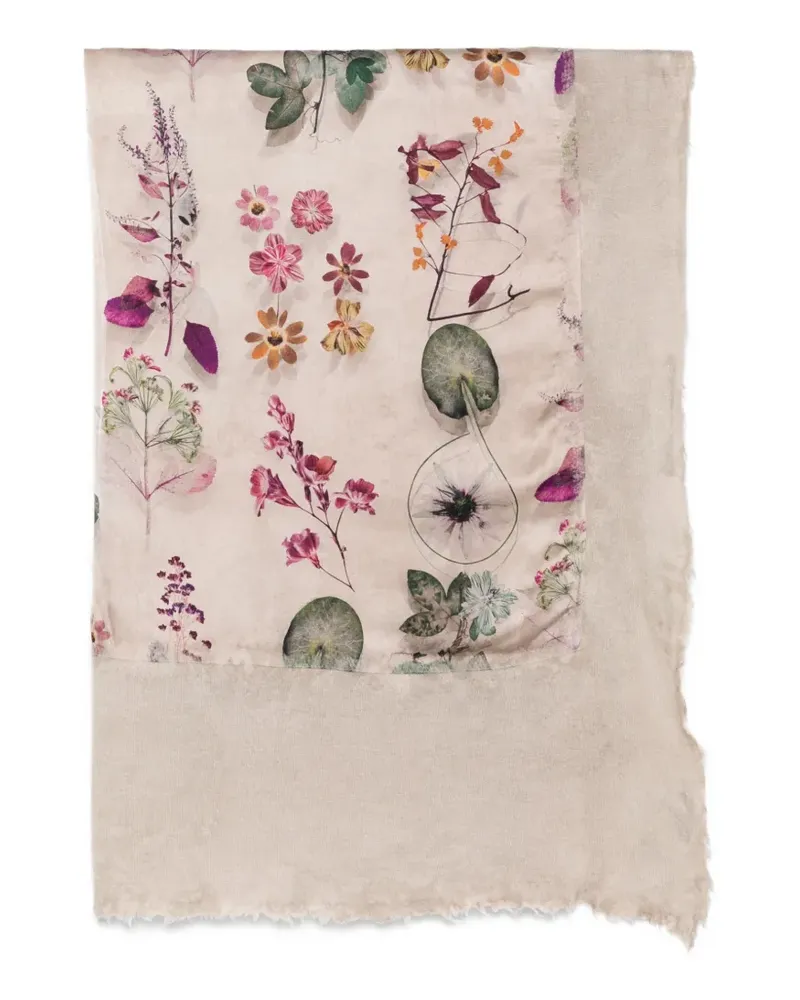Avant Toi Schal mit Blumen-Print - Nude Nude