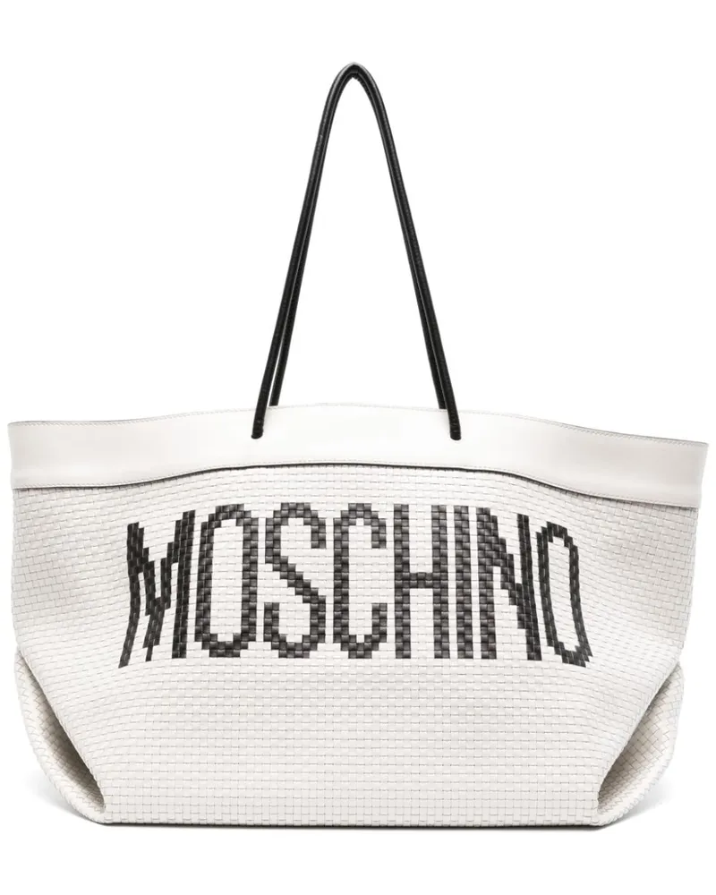 Moschino Gewebte Tote Bag mit Logo-Print - Weiß Weiß