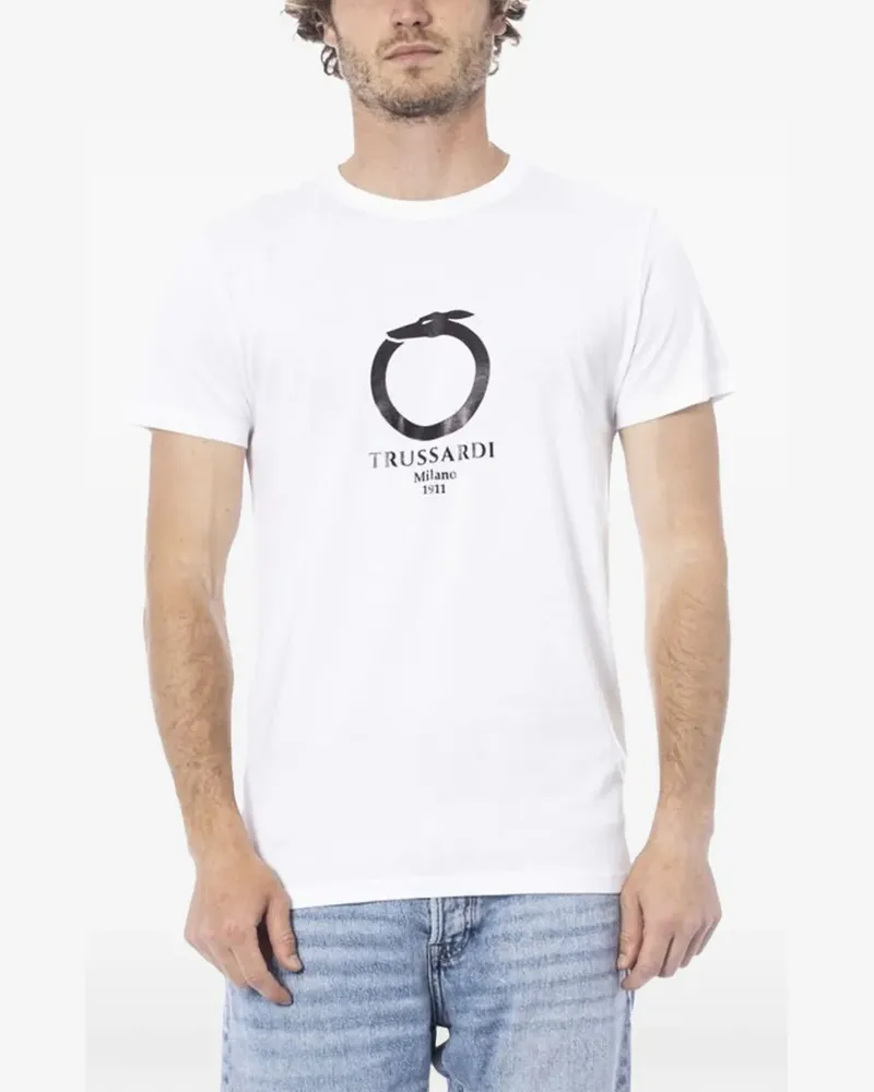 Trussardi T-Shirt mit Logo-Print - Weiß Weiß