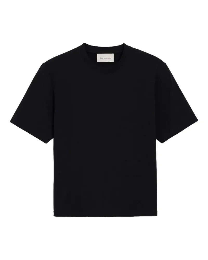 AMI Paris black cotton T-shirt with embossed Ami de Coeur - Schwarz Schwarz
