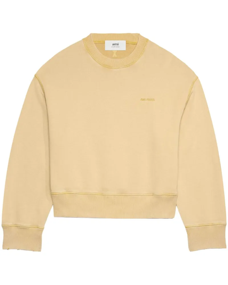 AMI Paris Sweatshirt mit Logo-Stickerei - Gelb Gelb