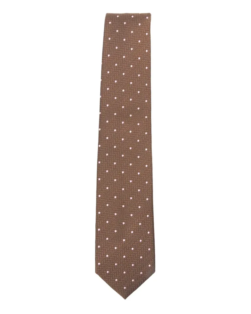 Brioni Seidenkrawatte mit Polka Dots - Braun Braun