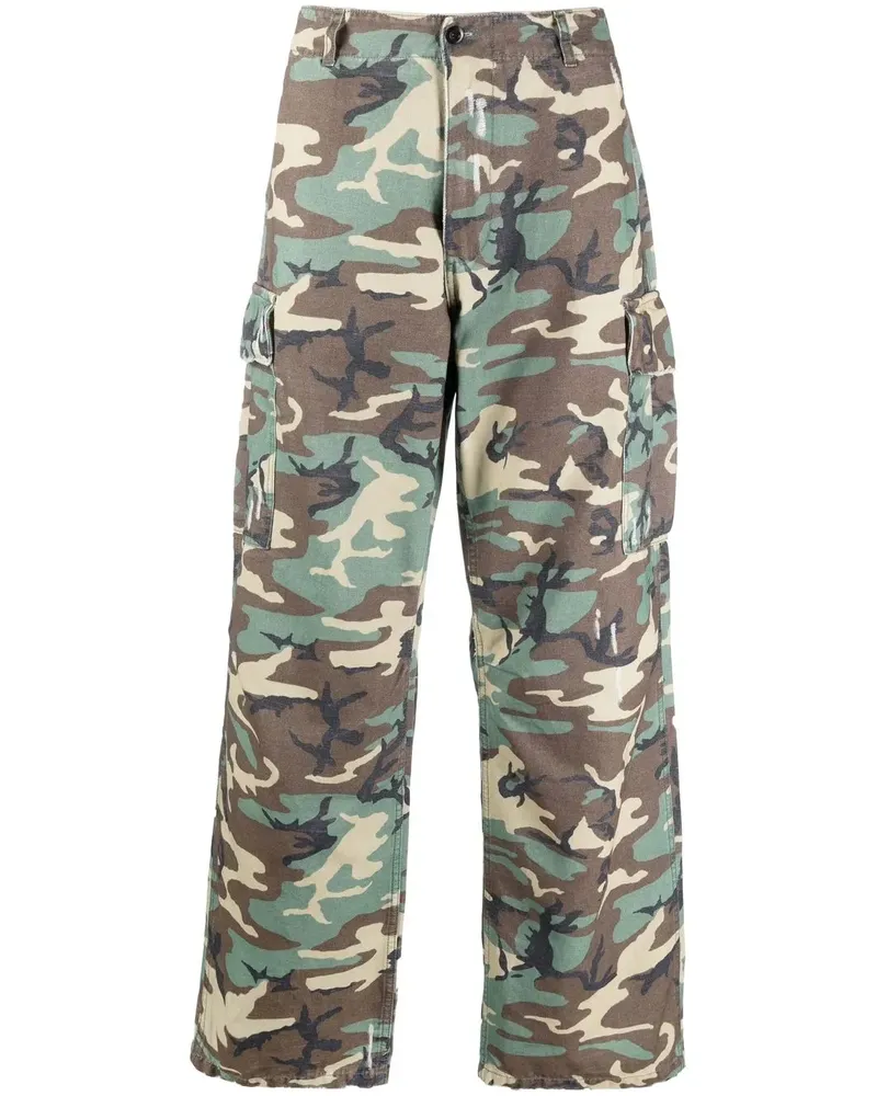 ERL Gerade Cargohose mit Camouflage-Print - Grün Grün